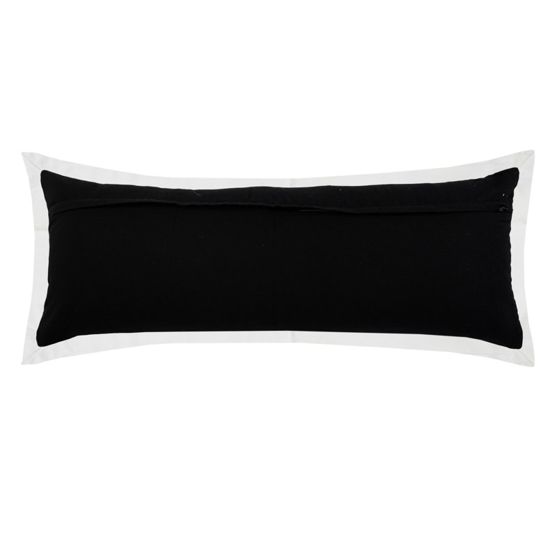 14" X 36" 100% Cotton Geometric Zippered Pillow, Black/White