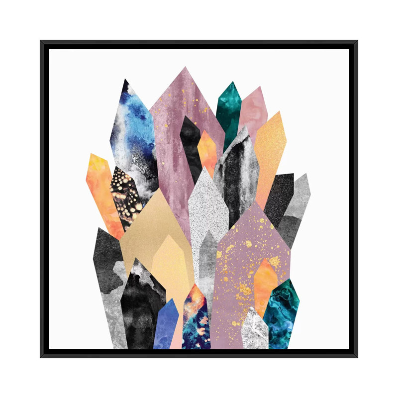 Crystals, impression sur toile tendue, H 18 po x l 18 po x P 1,5 po, Toile avec cadre noir, Pas de tapis