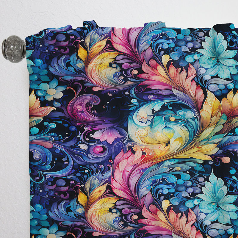 Motif cachemire Watercolor Charm - Rideau floral - Rideau floral obscurcissant - 1 panneau, L 52 po x L 63 po