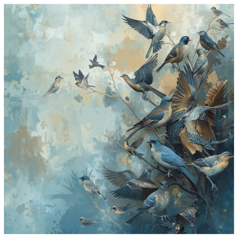 Rideaux de douche Blue Birds In Flight, 70in W x 84in H