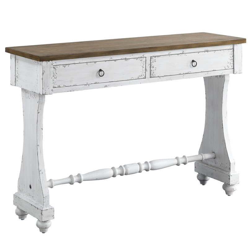 White Table With 2 Storage Drawers And 16.22 In. Depth Feature Rectangular 40lbs Drawer Weight Limit
