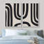 «Geomet Line Shape» Mid Century Modern Black Spiral Abstract Neutral Decor, encadrée sur toile, 2 pièces-96427523-96427519