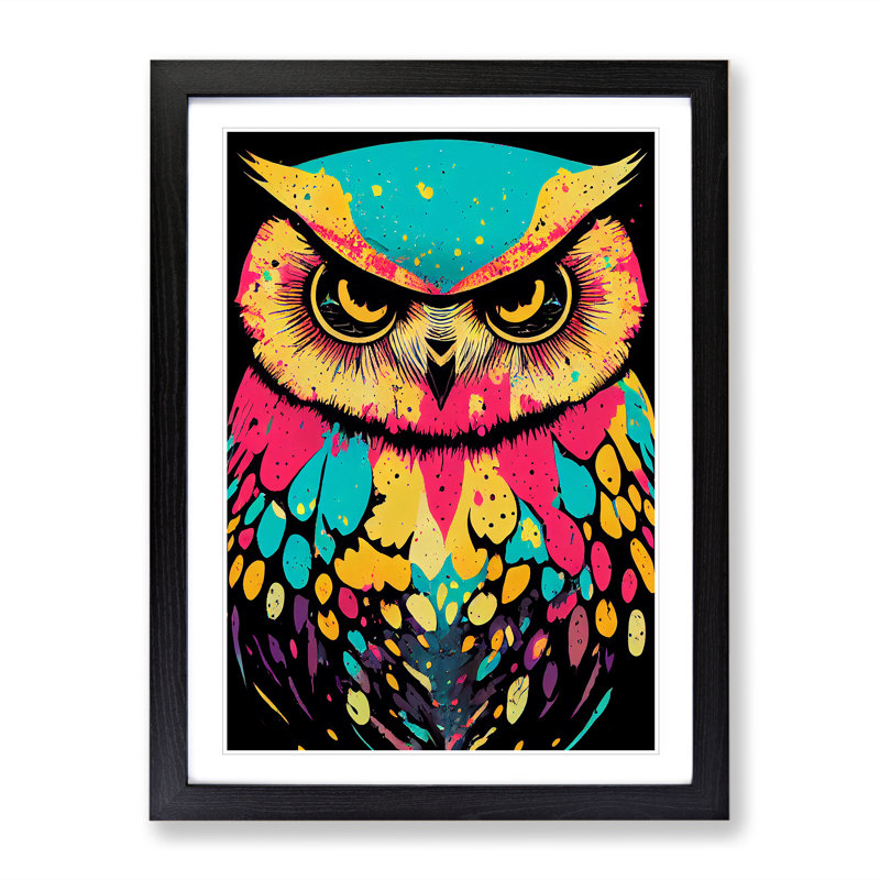 Owl Paint Splash No.3 Abstract - Framed Print, Black, 64cm H x 46cm W x 2cm D