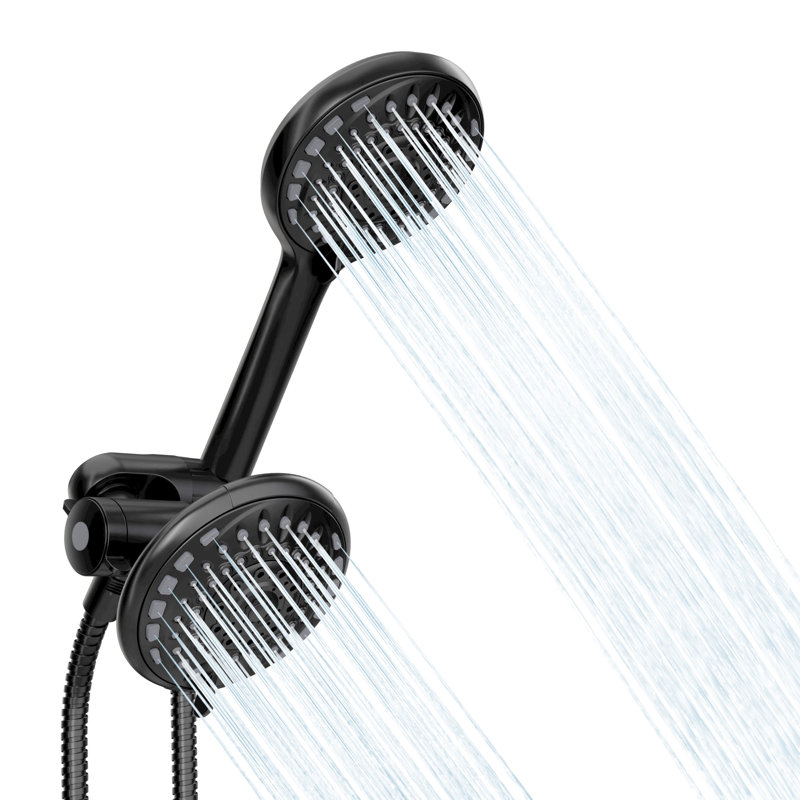 Akicon 2-in-1 Rain Shower Head with Handheld Spray Combo, 6-Setting High Pressure Dual Shower Head for Bathroom, 2.5 GPM Flow Rate, Showerhead System with Adjustable Angle, Anti-Clog Nozzles