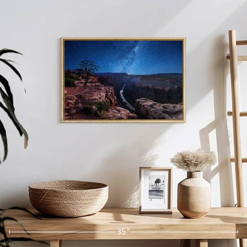 Nuit étoilée du Grand Canyon, Cadre flottant en bois naturel, 19 po x 13 po