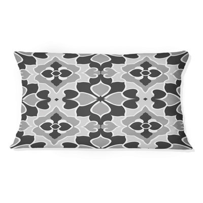 Coussin lombaire rétro noir et gris géométrique