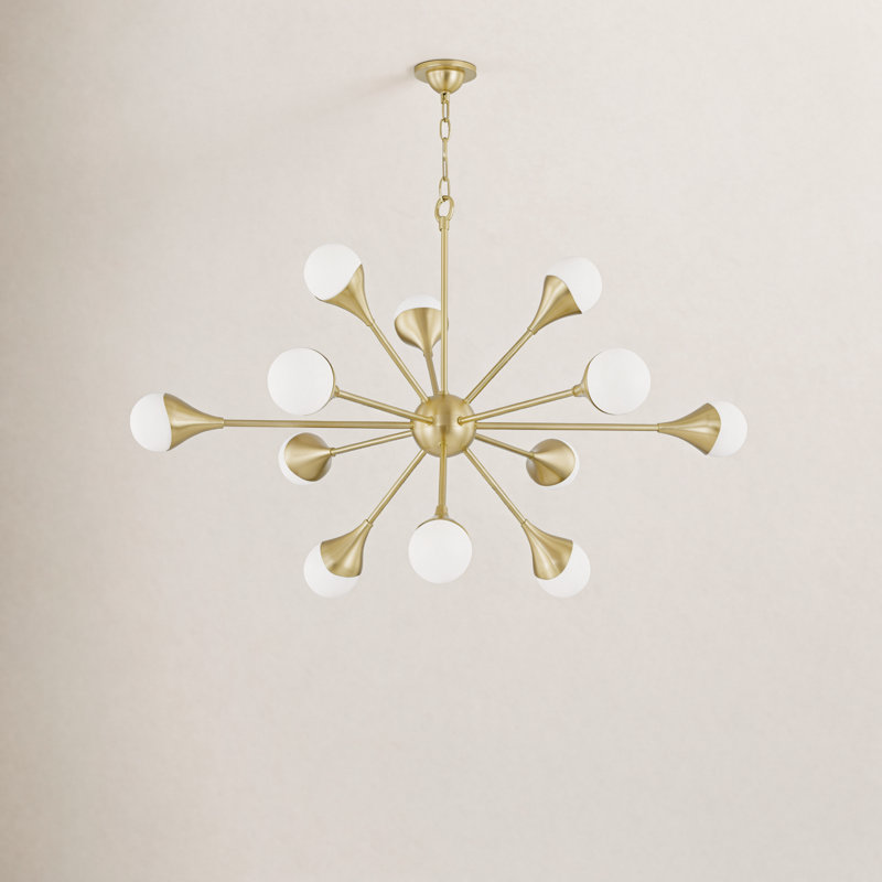 Ariana 12 Light Chandelier, Aged Brass