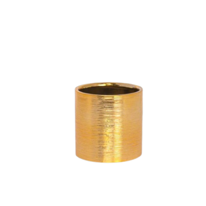 Ceramic Round Vase Gloss Finish Gold, 5" H x 5" W x 5" D