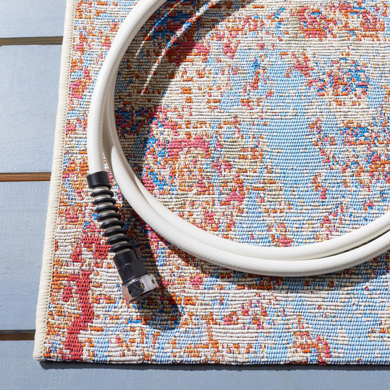 Summer Performance Abstract Indoor/Outdoor Area Rug, Square 6'7"