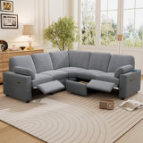 Zaiden 89" Power Recliner Sectional Sofa with USB Ports & Storage