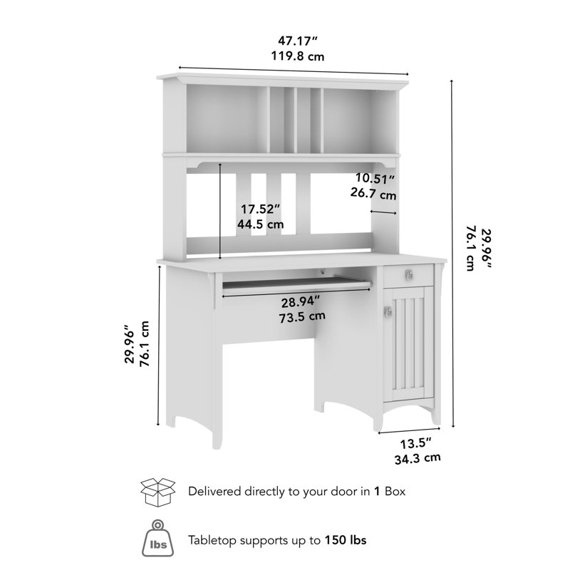 Small Computer Desk with Hutch in Cape Cod Gray, Cape Cod Gray
