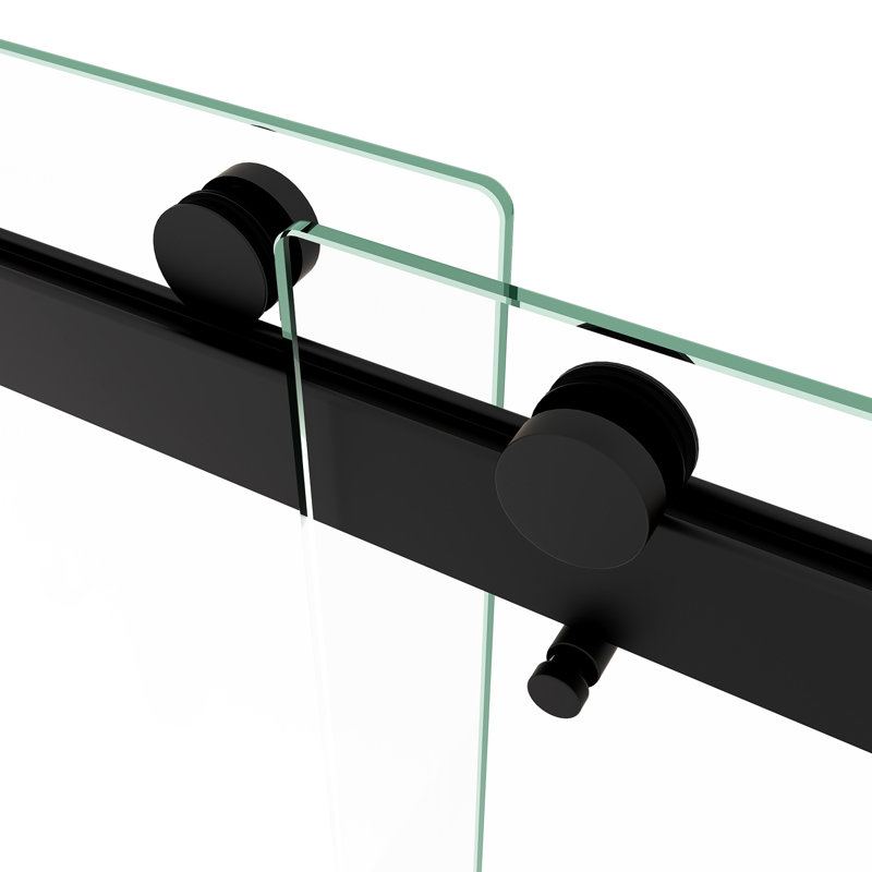 Porte de douche noire matte - Bypass coulissant avec quincaillerie en verre trempé de 5/16 po, Collision, Nano facile à nettoyer, quincaillerie transparente ouverte à gauche ou à droite 6074