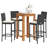 Wildon Home® 5 Piece Patio Bar Set Black Solid Wood Acacia And Poly Rattan