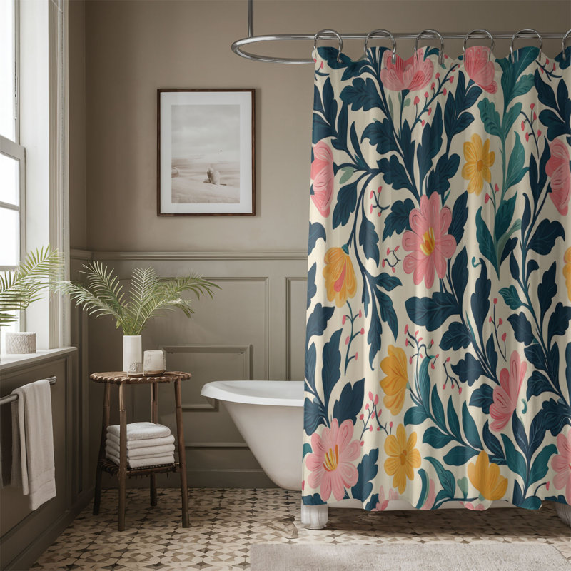 Rideau de douche 1 pièce Furlani Artistic Bloom, H 74 po x l 40 po