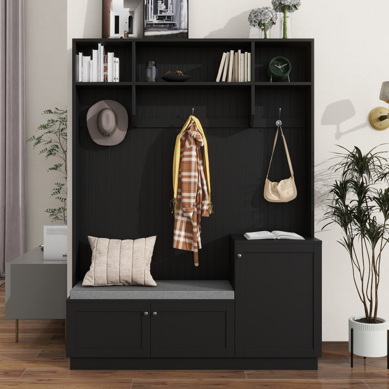 Arbre d'entrée ON-TREND au design élégant avec des solutions de confort et de rangement, Noir