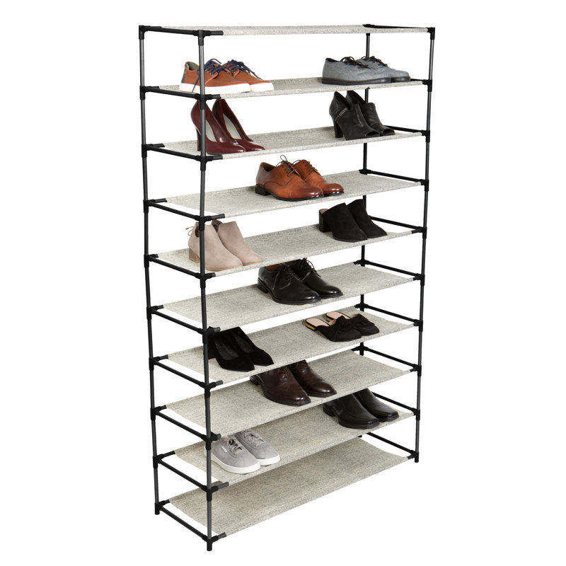 Burrier 50 Pair Shoe Rack, Black/Beige