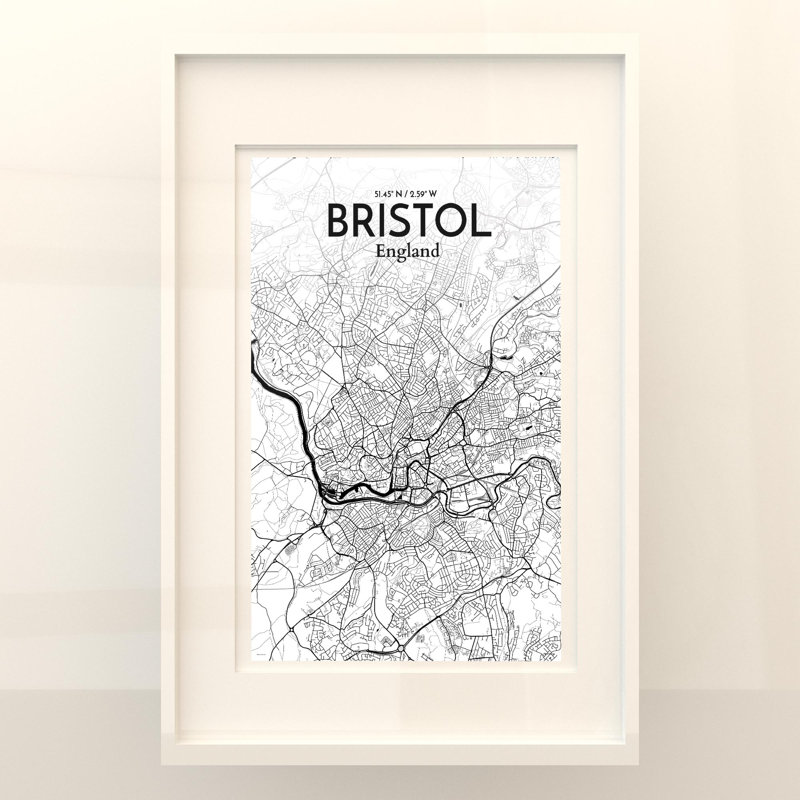 Bristol, carte de la ville, impression, H 36 po x l 24 po x P 0,05 po, Encre