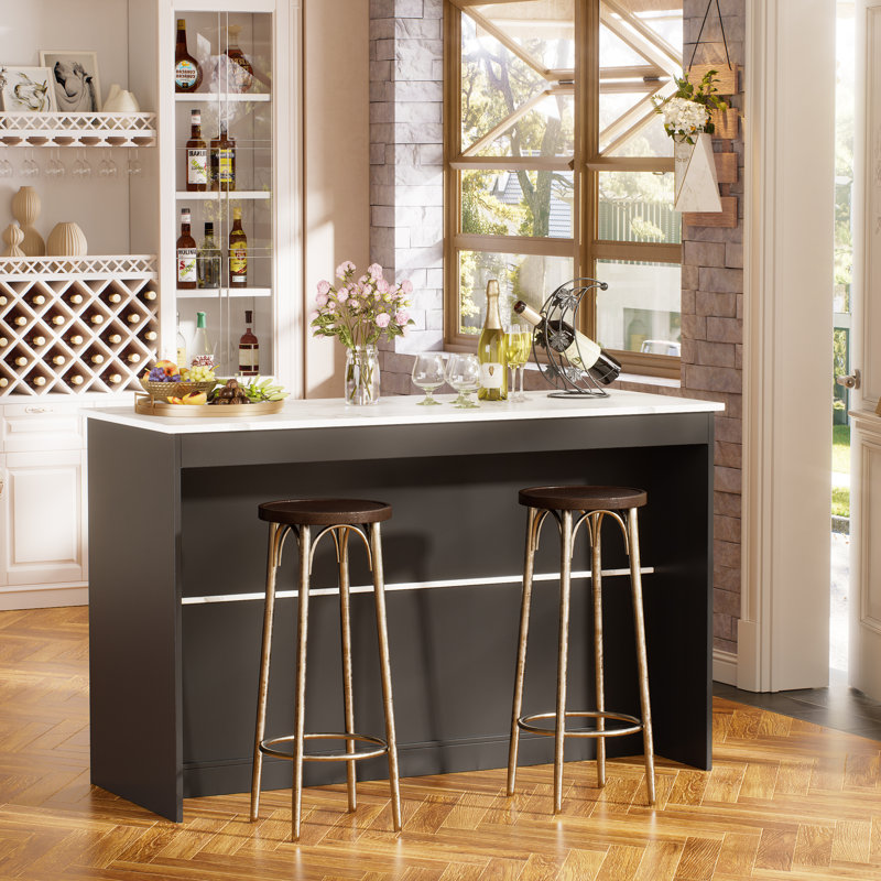 Îlot de cuisine moderne de 43 po avec rangement, table pour îlot avec lumières à DEL et armoire pour la cuisine