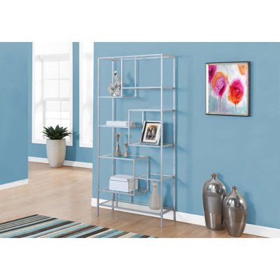 Stylish Glass And Metal Bookshelf Bookcase And Etagere For Office And Bedroom Contemporary And Modern Design