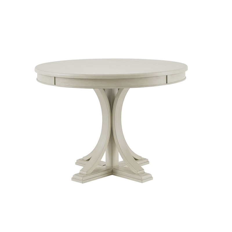 Dining Table 44" Round, Antique Cream, Solid Wood Veneer Top, Legs, Seats 4-6, Assembly Required Cream Table, & Room, Required, Tools Supplied