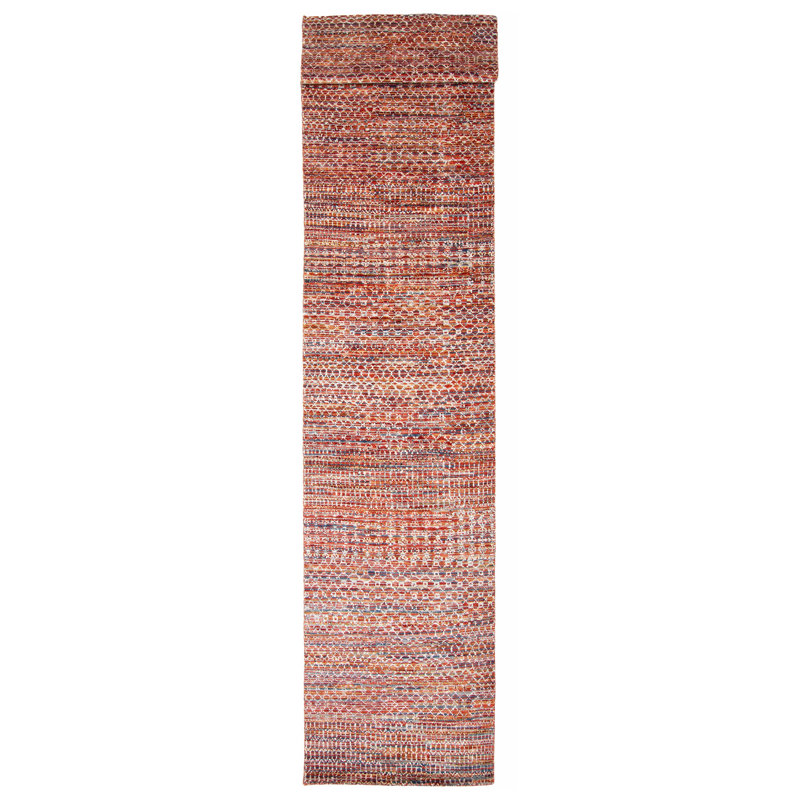 One Of Kind Hand Knotted Silk Shadow Red Rug 2'11" x 19'3"