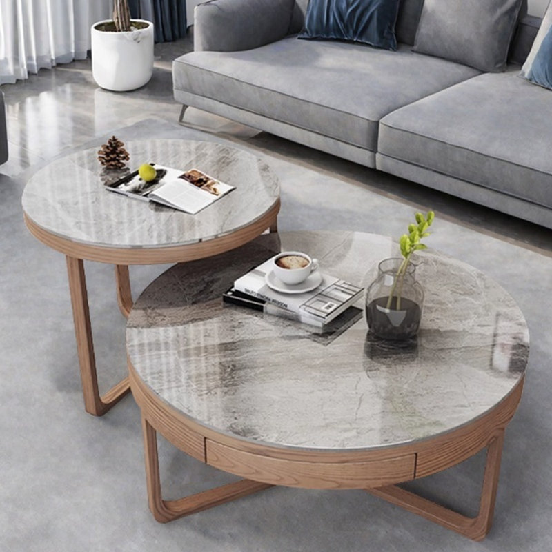 Ensemble de tables basses Design Sense Rock Plate, Gris clair