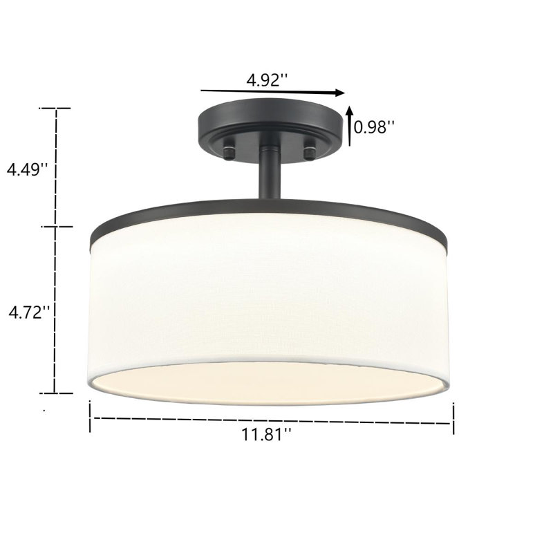 Modern LED Ceiling Light Fixture Dimmable 3000K-5500K Semi-Flush Mount Ceiling Light for Bedroom, Satin Black