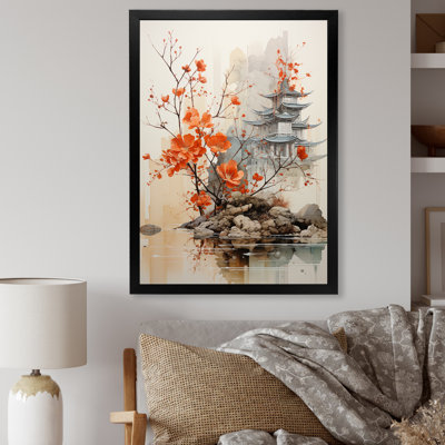 Arbre rouge, art asiatique, paysage I - art asiatique sur toile