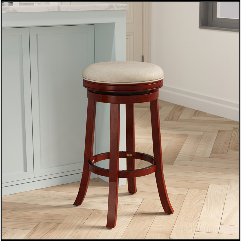 Tabouret 30 ", siège en cuir, Brun, Blanc