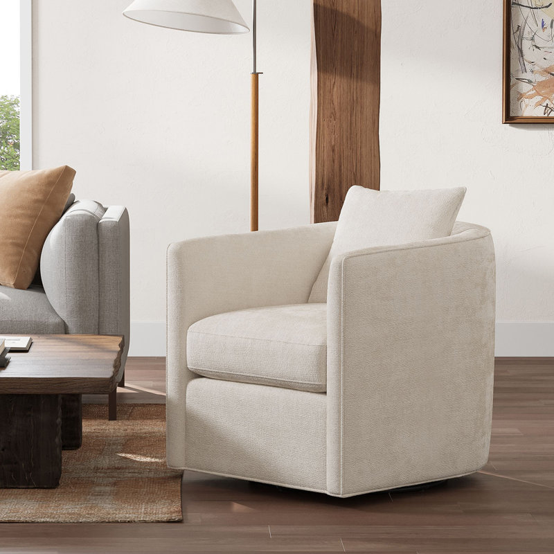 Fauteuil d'appoint pivotant en tissu Valencia Riley, couleur perle