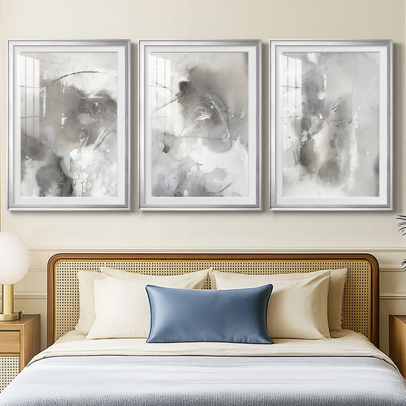 Objets mystiques I - Impression encadrée sur mesure de qualité supérieure - 3 pièces, Argent argent, H 21 po x l 30 po