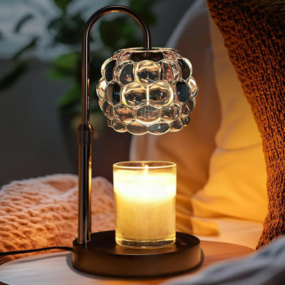 Candle Warmer Lamp With Timer Adjustable, Vintage Glass Wax Melting Lamps,Dimmer,(Black)