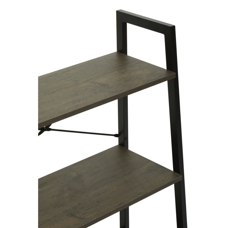 Octa 97cm H x 64cm W Solid Wood Etagere Bookcase, Dark Oak, Black