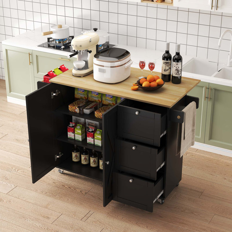 Chariot de cuisine à roulettes sur roulettes avec armoire de rangement Navan