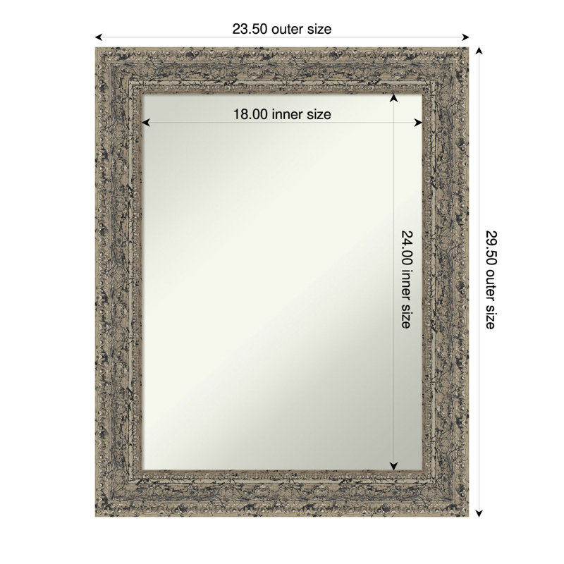 Miroir mural de salle de bain Attic, 29,5 po x 23,5 po, Argent argent