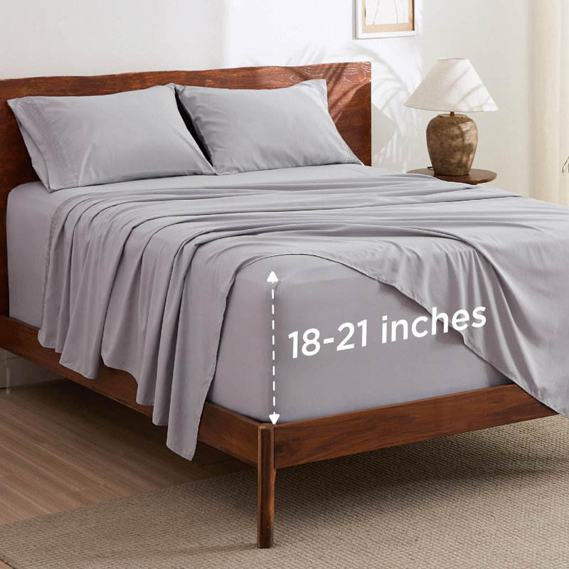 Bedsure Deep Pocket Sheet Set - Fits Mattresses Up to 21 Inches Thick -  GentleSoft Bed Sheet set, Moisture Wicking, Soft & Cooling Bed Sheet & Pillowcases, Easy & Secure Fit