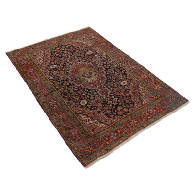 Navy Blue Fine Hand knotted Persian Antique Sarouk 3'6'' X 5'2''