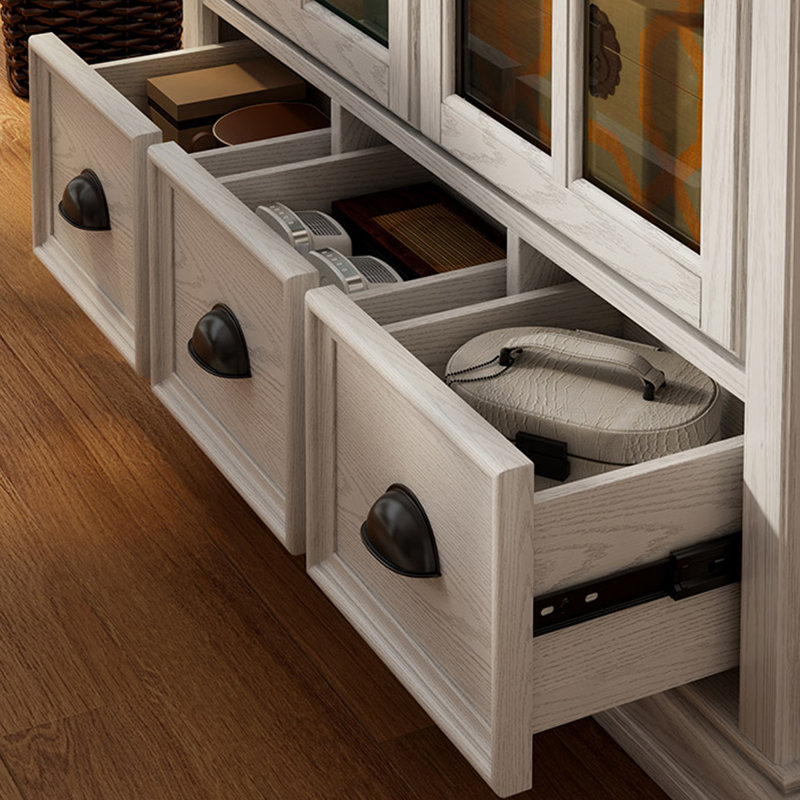 White Solid + Manufactured Wood + Tempered Glass Display Cases