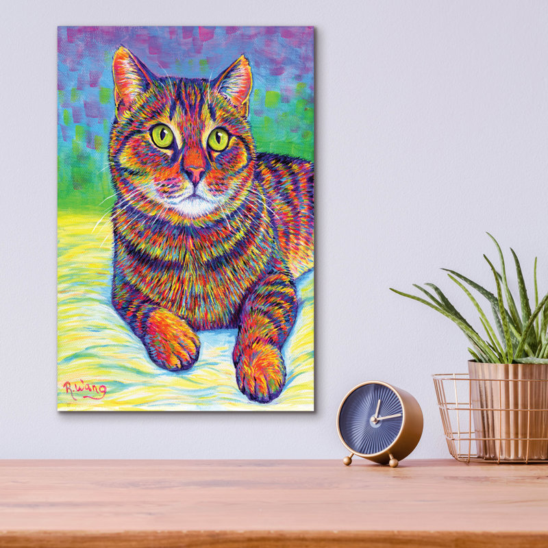 Rainbow Brown Tabby par Rebecca Wang Art, H 16 po x l 12 po