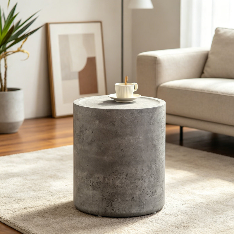 Table de bout ronde avec base robuste, Stone Gray