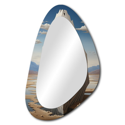 «Deangelis surréaliste Blue Eye Landscape», miroir mural asymétrique décoratif, miroir de forme unique moderne, impression d'art en métal