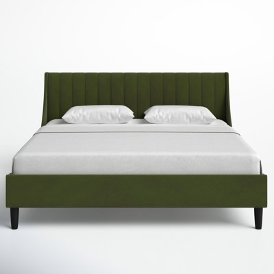 Helaina Velvet Upholstered Wingback Bed