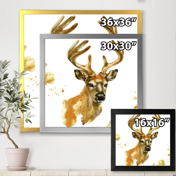 Designart Beautiful Deer With Big Horns - Animal Throw Pillow - 18x18