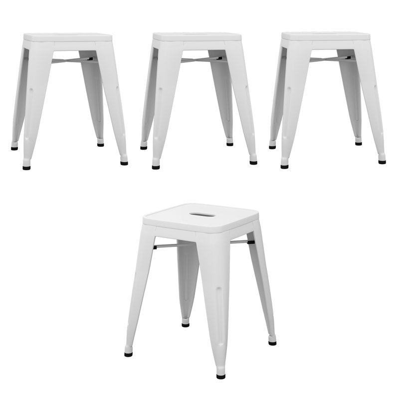 Tabouret de 18 po Apolito, Blanc cassé / blanc