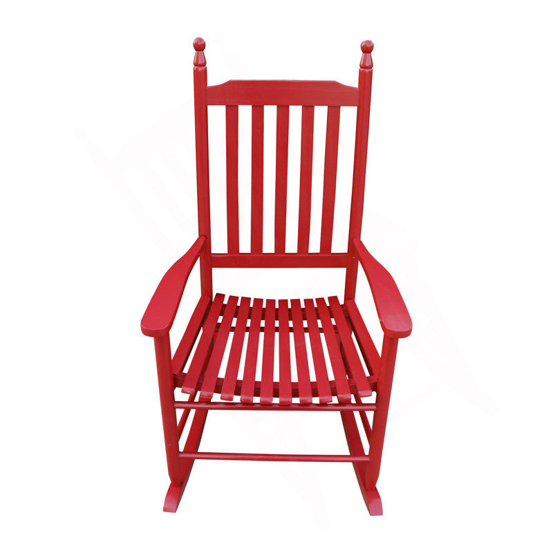 Chaise berçante en bois rose rouge