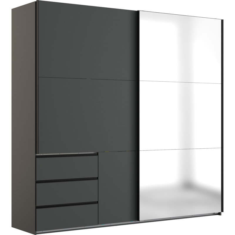 Guardino 2 Door Wardrobe, 236cm H x 250cm W x 65cm D, Graphite