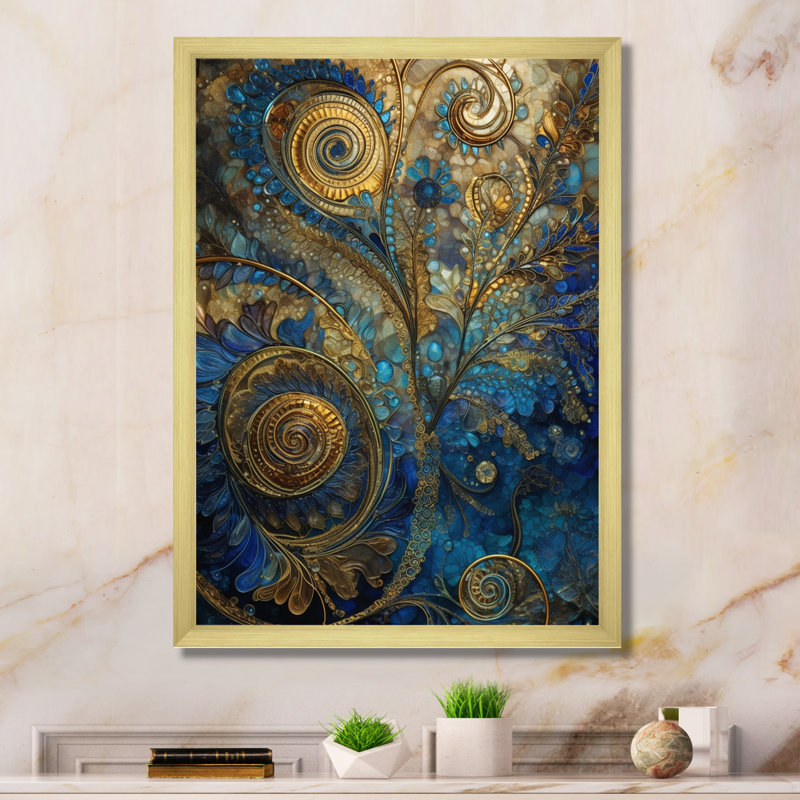 Gwyndolyn Blue And Gold Melodies Of Boho II On Canvas Print