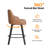 Thick Padded Cushion Wood Legs Modern Bar Stool With 360° Rotation Grey-9844834-9844846