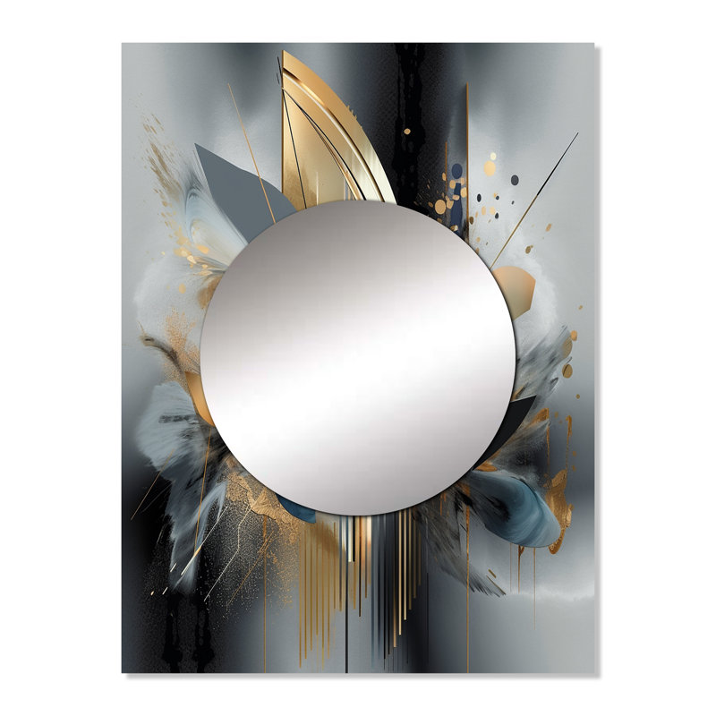 Doux doux marbre abstrait II - miroir décoratif en marbre, grand miroir mural doré, impression d'art en métal, 32 po x 24 po
