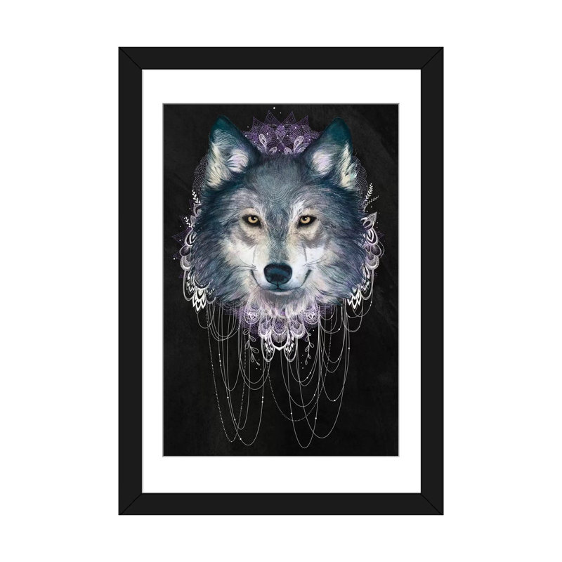 «Wolf» par Laura Graves, impression sur toile, H 32 po x l 24 po x P 1 po, Papier d'art encadré noir